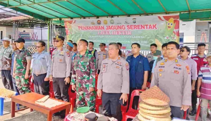 Jajaran Polres Pakpak Bharat Bersama  Forkopimda Dukung Ketahanan Pangan Tanam Benih Jagung Serentak Kuartal I Tahun 2026