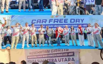 Semarak Bhayangkara ke-80, Polda Sumut Hadirkan Layanan Sosial dan Kepedulian Nyata untuk Masyarakat di CFD Medan