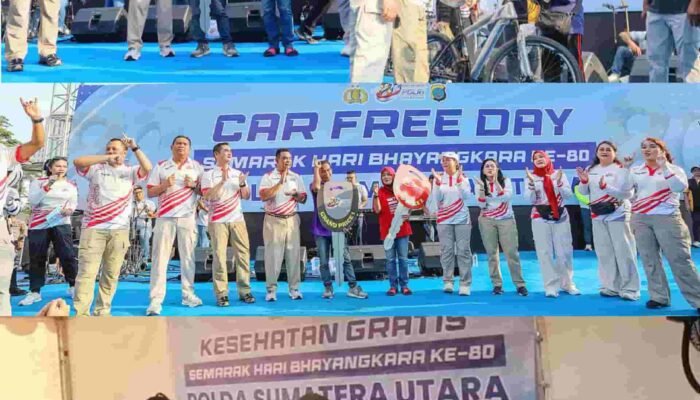Semarak Bhayangkara ke-80, Polda Sumut Hadirkan Layanan Sosial dan Kepedulian Nyata untuk Masyarakat di CFD Medan